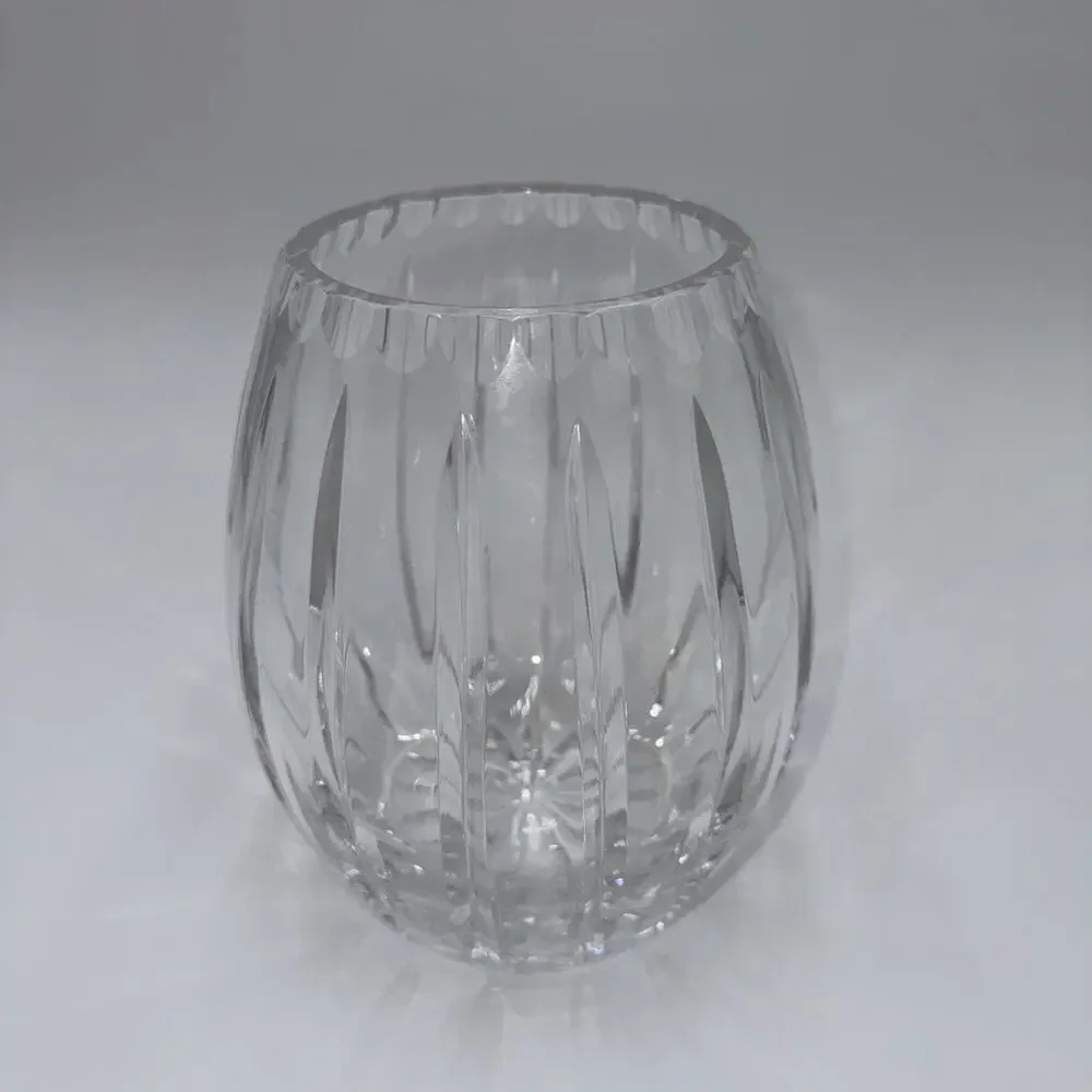 Lead Crystal Vertical Vase 7.5” By 6” With 4” Heavy vintage